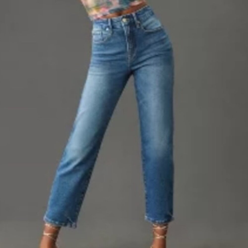 Good American Jeans Women's Size 16 Blue Good Boy Straight Cropped Denim
